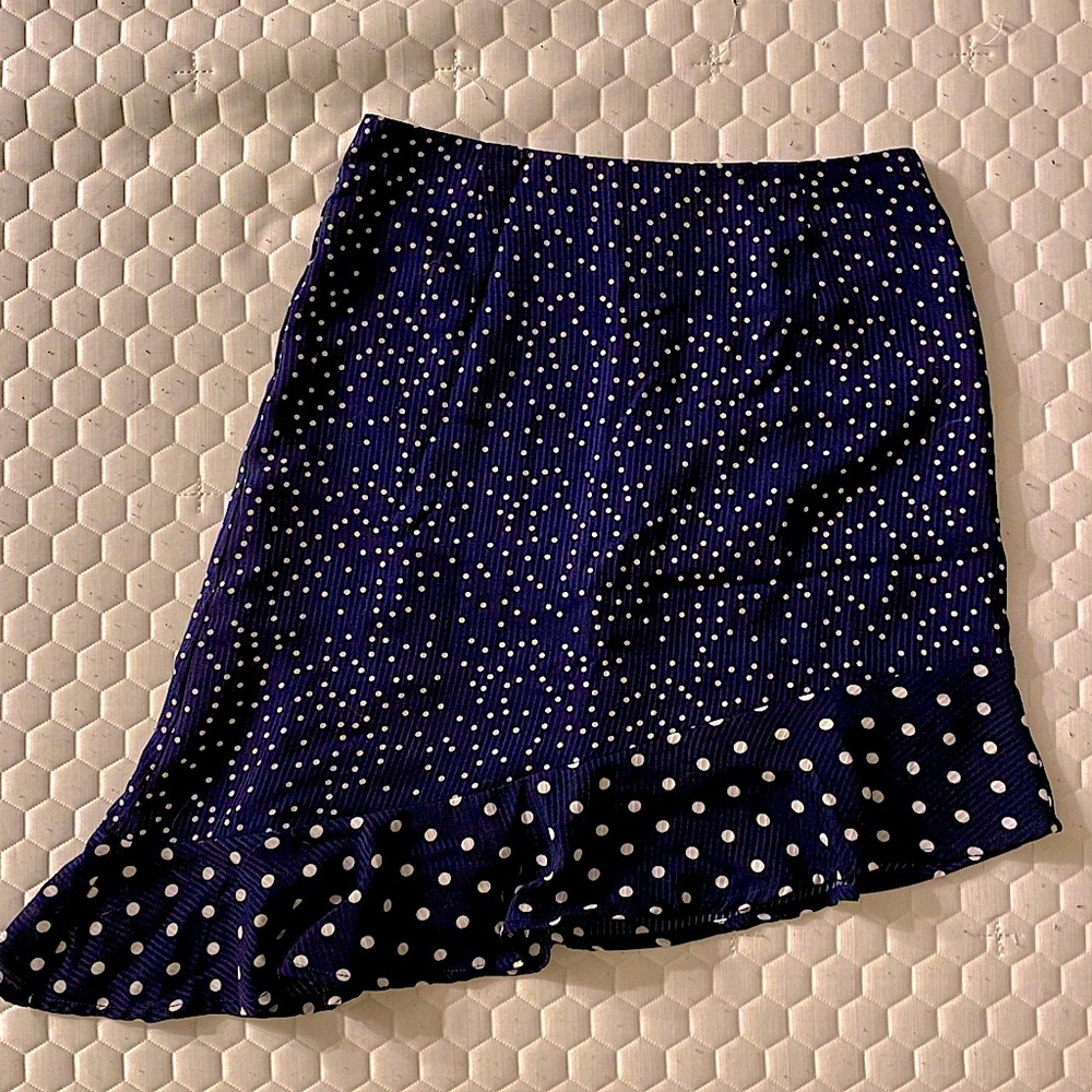 Blue asymmetrical dotted skirt